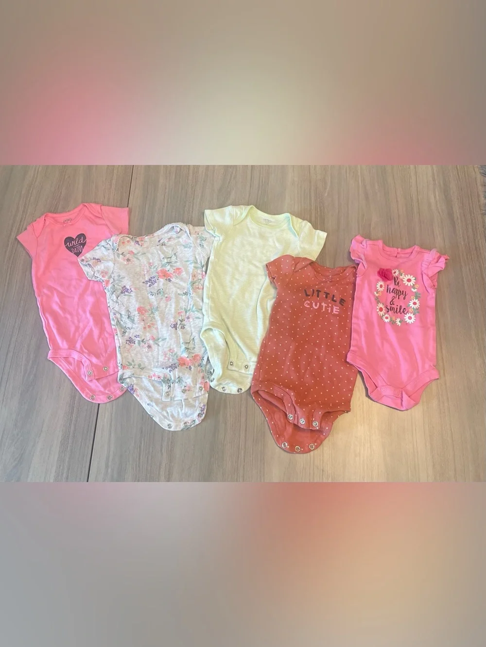 6 Month Baby Girl Onesie Bundle – 5 Piece Lot